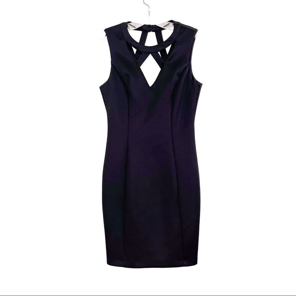 Guess Dress Scuba Cage Neck Bodycon Sheath Black Size 10